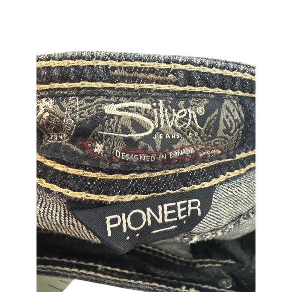 Silver Jeans Co Pioneer Womens Bootcut Jeans W28/L31 Dark Wash Contrast Stitch - Picture 3 of 7